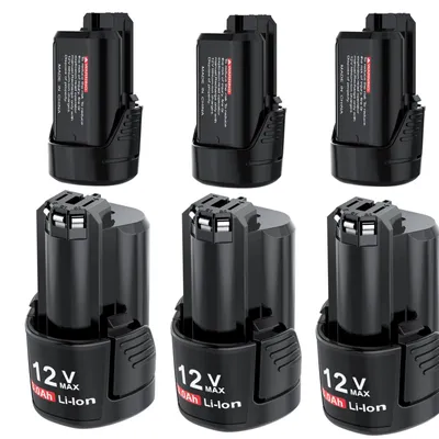 Produktbild von Akkupack 10,8–12V 3000mAh - Ersatzakku für Elektrowerkzeuge - Li-Ion - Kompatibel mit BAT411A BAT412A BAT413A GBA12V30 - 10 Stück - Schwarz