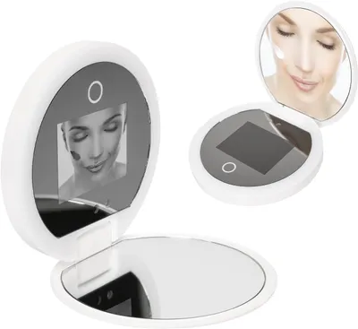 Produktbild von Tragbarer Kompaktspiegel mit UV-Kamera für Make-up, Gesichtsuntersuchung und Sonnenschutztests.