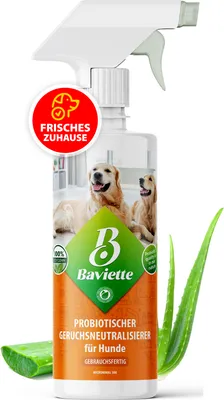 Zdjęcie produktu dla BAVIETTE Neutralizator zapachów dla psów, 500 ml, spray – neutralizuje nieprzyjemne zapachy dzięki mikroorganizmom, przeznaczony do legowisk, mebli i samochodów