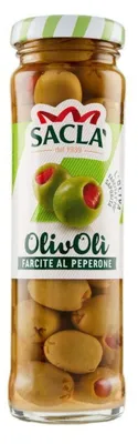 Zdjęcie produktu dla Zielone olwiki w solance nadziewane pastą paprykową 140G - Sacla