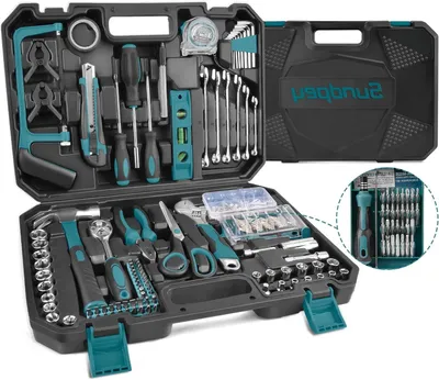 Produktbild von Werkzeugkoffer – Werkzeugset – Werkzeuge für Reparaturen im Haushalt – 257-teiliges Set – 43 x 9,5 x 31 cm – Blau