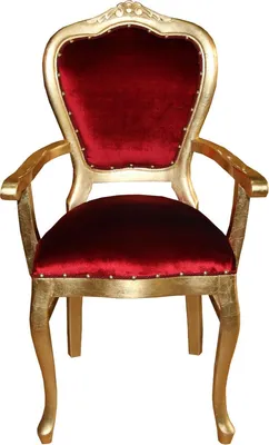Produktbild von Casa Padrino Barock Luxus Stuhl mit Armlehnen Bordeaux / Gold