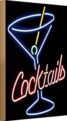 Produktbild von Holzschild 20x30cm Cocktails Neon Strohhalm