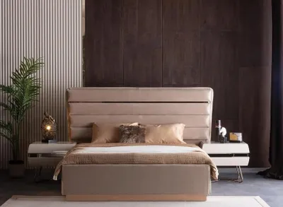 Image de Chambre à coucher Ensemble chevet Lit chevet double Lit rembourré