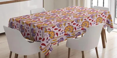 Produktbild von ABAKUHAUS Ethnisch Tischdecke, Persische Paisley-Motive und Blätter mit traditionellen Ostasiatischen Kulturmotiven, 140 x 240 cm, Mehrfarbig