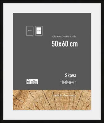 Produktbild von nielsen Holz Bilderrahmen Skava Schwarz, 50,0 x 60,0 cm - mit Passepartout 40x50 cm