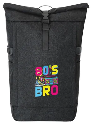 Produktbild von Huuraa Kurierrucksack 80's Bro Retro 30-44 Liter Black Melange Fairtrade Rolltop Rucksack Geschenkidee