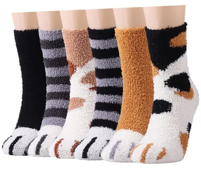 Produktbild von Kuschelsocken Damen 36-42 Winter Warm Flauschig Braun 2er Set