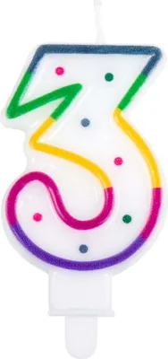 Produktbild von Geburtstagskerze Zahlen 0-9 Zahlenkerze 7,5 cm Kuchen-Deko, Ihre gewünschte Zahl:3