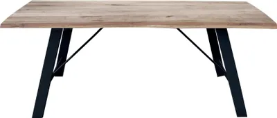 Immagine prodotto di Milani Home - tavolo da pranzo fisso 160 x 90 cm, piano in legno naturale, struttura nera in acciaio