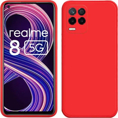 Produktbild von OPPO Realme 8 5G Hülle, Flüssig Silikon Weich Gummi Schutzhülle für OPPO Realme 8 5G Rot