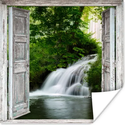 Produktbild von MuchoWow® Poster Wasserfall - Aussicht - Landschaft 75x75 cm - Wand Dekoration