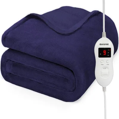 Produktbild von Auronic Elektrische Heizdecke - 200 x 150 cm - 2 Personen Wärmedecke - 9 Wärmestufen - Kuscheldecke - Fleece - Blau
