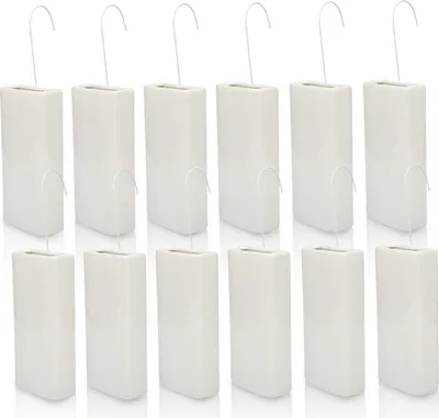 Image de Ensemble de 12 humidificateurs de chauffage pour radiateurs, en céramique, de couleur blanche. Humidificateurs d'air pour intérieur, avec crochets