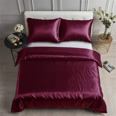 Produktbild von COZYOR Satin-Bettwäsche, mit verstecktem Reißverschluss, 155x200cm+40x80cm, rot