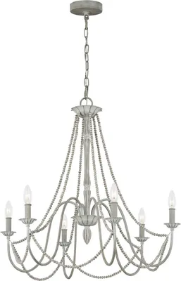 Obrázek produktu pro Lustr kovový E14 Š: 71,1 cm V: max. 240,6 cm Šedý starožitný lustr ve venkovském stylu Závěsná lampa