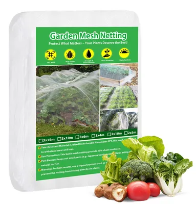 Imagen del producto de Malla para jardín de trama muy fina, 3 x 10 metros, para proteger contra insectos y pájaros, ideal para jardín e invernadero