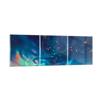 Produktbild von Bilder auf glas - Abstraktion Ballon - 90x30cm - Glasbilder - Wandbilder - Kunstdruck - zum Aufhängen bereit - Wanddekoration aus Glas - Glas Bilder - Wandbild auf Glas - 3 Teile - GCA90x30-3714