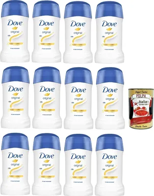 Produktbild von Dove, Deodorante Original Stick, Anti -Draining Deodorant in Stick, mit 1/4 Feuchtigkeitscreme, Schutz bis zu 48 Stunden, mit nahrhaftem Öl, Deo -Mann und Frau, 12x 40ml + Italian Gourmet polpa 400g