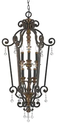 Image de Casa Padrino Lustre baroque cristal bronze / or antique Ø 52 x H. 105 cm - Lustre somptueux de style baroque - Lustres de salon et d'hôtel - Meubles baroques - Luminaires baroques