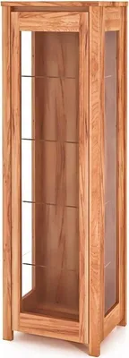 Produktbild von Vitrine Tinci aus Kernbuche massiv 55x45x180 mit 1 Glastür und Holzbeinen