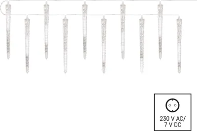 LED Weihnachtsgirlande – 10x Eiszapfen, 3,6 m, Außen und Innen, Kaltweiß