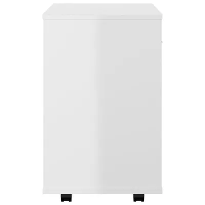 Obrázek produktu pro vidaXL Skříňka na kolečkách ve vysokém lesku bílá 46x36x59 cm Dřevěný materiál