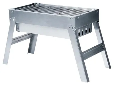 Image de Barbecue au charbon de bois - Grill portable pliable - Acier inoxydable - 46 x 21 x 27 cm - Argent