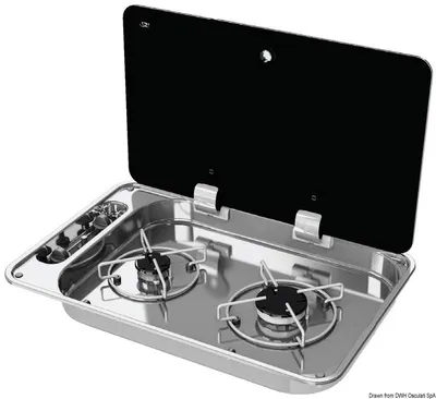 Zdjęcie produktu dla Płyta 1-palnikowa z pokrywą z wędzonego szkła 530x340 mm, 1 szt