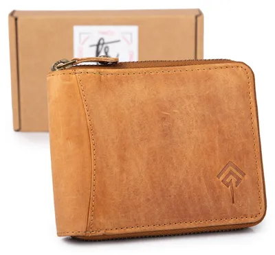 Produktbild von Ekavale Herren Geldbörse Portemonnaie Echtleder Vintage RFID mit Reißverschluss Braun