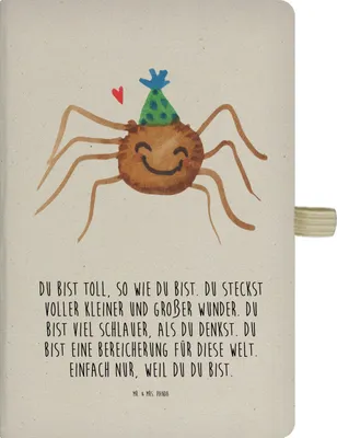 Produktbild von Mr. & Mrs. Panda Kladde Spinne Agathe Party - Transparent - Geschenk, Wunder, Notizheft, Motivation, Glück, notizbuch, Journal, skizzenbuch a4, Tagebuch, Selbstliebe