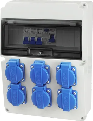 Produktbild von Baustromverteiler Wandverteiler Gartensteckdose 6x 230V Steckdosen Schuko mit LS-Schalter FI-Schalter 1-Phasen
