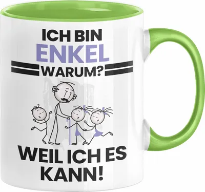 Produktbild von Enkel Geschenk Tasse Lustiger Spruch Ich Bin Enkel Warum Weil Ich Es Kann Geschenkidee Bester Enkel Geburtstag Kaffee-Becher (Grün)