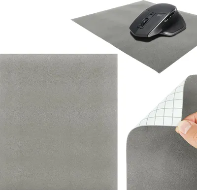 Produktbild von Selbstklebende Mausunterlage 22x19cm – Velour Grau - Schreibtischunterlage aus Velours für Komfortables und präzises Arbeiten - Mauspad für Büro, Home Office und Gaming - rutschfeste Mausmatte