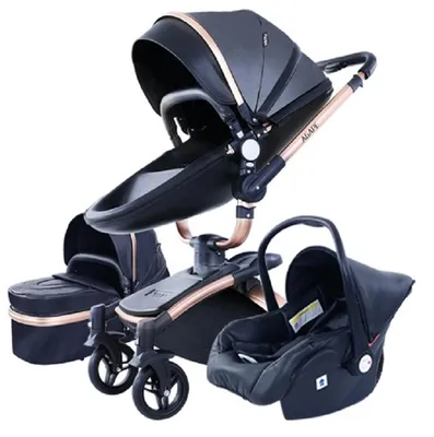 Image de Poussette, modèle pliable, pneus tout-terrain, HR002-Noir-T