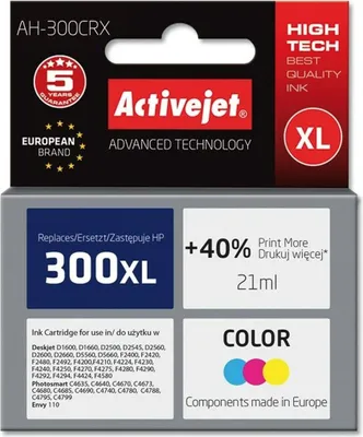 Produktbild von Activejet AH-300CRX Tintenpatrone (Ersatz für HP 300XL CC644EE; Prämie; 21 ml; Farbstoff)