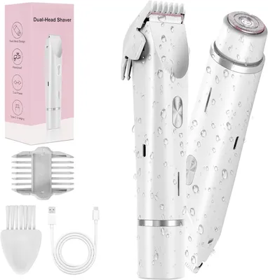 Produktbild von Intimrasierer für Frauen, 2-in-1,USB-C Aufladbarer Dual-Head Trimmer für Gesicht, Beine, Arme & Bikinizone,Nass und Trockengebrauch,Leicht zu Reinigen