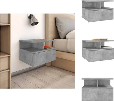 Image de vidaXL Table de nuit suspendue gris béton 40x31x27 cm Bois composite - Tables de chevet