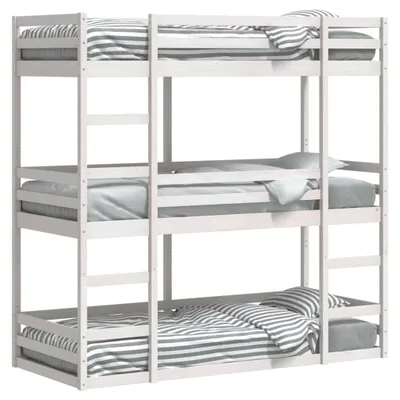 Immagine prodotto di Maison Exclusive - Letto a Castello Triplo Bianco 90x190 cm Legno Massello di Pino