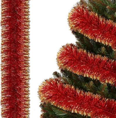 Imagen del producto de Guirnalda navideña Premium, 6 metros, color rojo y dorado