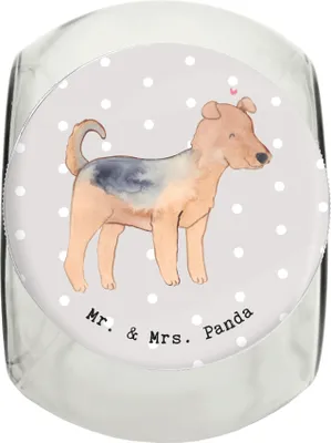 Produktbild von Mr. & Mrs. Panda Dose Airedale Terrier Moment L 870ml - Grau Pastell - Geschenk, Vorratsbehälter, Keksdose, glasbehälter, schraubglas, Dekoglas
