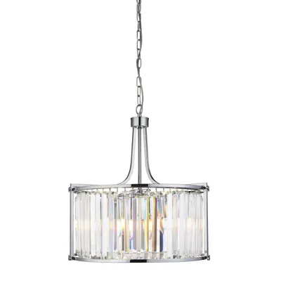 Produktbild von Hängeleuchte Metall Glas Ø 50 cm H: max. 150 cm Chrom E27 rund Art Déco