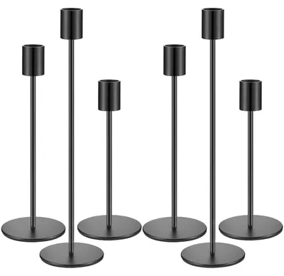 Produktbild von Solidchoice – Set aus 6 schwarzen Kerzenhaltern – Dekorativer, Vintage-Stil Kerzenständer für Feiern und Abendessen