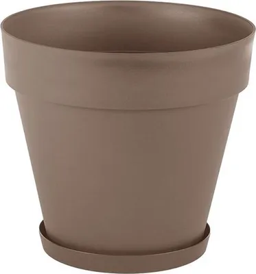 Produktbild von Taupe ECO Hoch-Hoch - Blumentopf - Mansion 76L für Innen- & Außenbereich - Runde recyclebare Pflanzschale - Ø 55cm + gratis Schale und Drainage