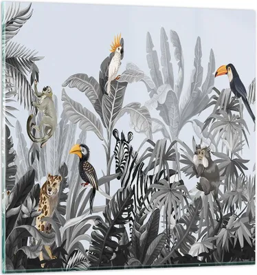 Produktbild von Bilder auf glas - Einteilig - Dschungel Tiere Tukane - 60x60cm - Glasbilder - Wandbilder - Bilder - zum Aufhängen bereit - Wanddekoration aus Glas - Glas Bilder - Wandbild auf Glas - GAC60x60-4662