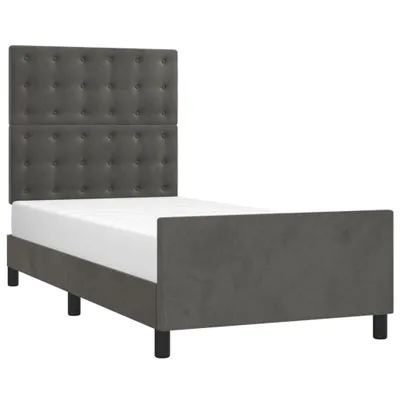 Image de vidaXL Cadre de lit sans matelas gris foncé 100x200 cm velours