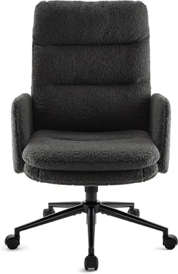 Zdjęcie produktu dla Krzesło biurowe z wysokim oparciem, krzesło biurowe z podłokietnikami (ciemnoszary) | Krzesło do toaletki z podłokietnikami? Ergonomiczne krzesło obrotowe, regulowane w wysokości, do biura i salonu
