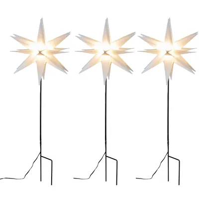 Produktbild von HGD LED-Dekostern mit Timer & Bodenspieß Ø 35 cm warmweiß weiß 3er Pack