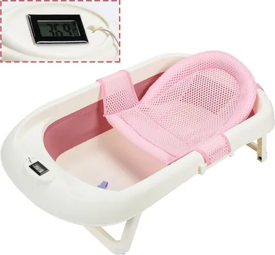 Produktbild von Hengda Baby Badewanne Babywanne anti-rutsch Bathtub ergonomisch für  Neugeborene 83 x 46 x 21 cm, rosa