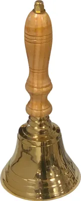 Produktbild von Handglocke Messing Gold mit Holzgriff lauter Klang Schule Weihnachten : 23 cm Größe: 23 cm